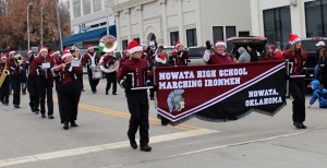 Nowata High School Marching Band in Christmas Parade in Downtown Nowata, Oklahoma