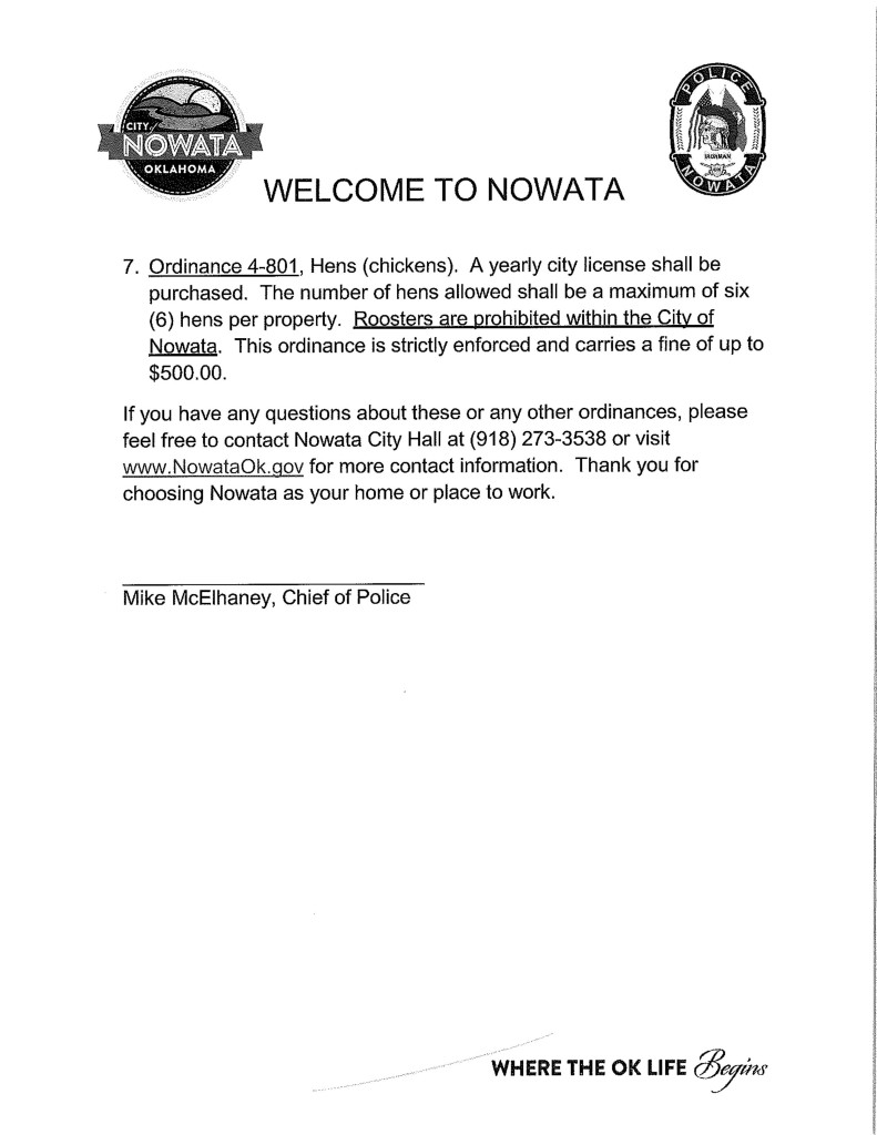 Nowata Oklahoma City Ordinances Regarding Animals in City Limits