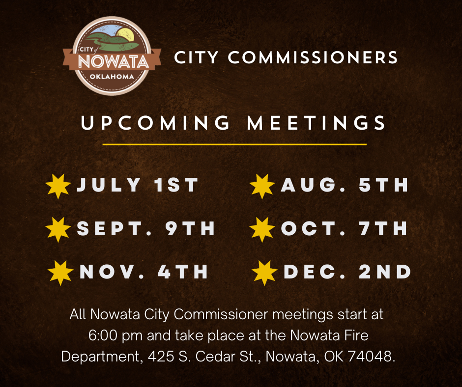 City of Nowata Oklahoma City Commissioner Meeting Dates for 2024