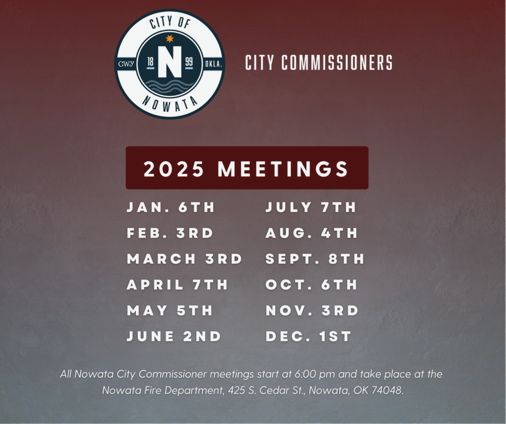 2025 Nowata City Commissioners Meeting Schedule